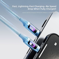 Câble de données à charge rapide ajouré, nouveau câble de données tressé Type-C à charge rapide avec éclairage LED éblouissant, compatible avec les téléphones mobiles