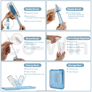 Patented Products 6 in 1 Portable Baby Bottle Holder Silicone Bottle Brush Cleaner Kit <b>Storage</b> Rack Bottle Drying Rack for Baby - Product Image 6
