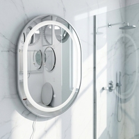 Miroir de salle de bain intelligent LED moderne de luxe avec écran tactile, anti-buée, en verre trempé, garantie 5 ans, 600x800mm, ovale, pour hôtel et appartement