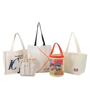 2024 CUSTOMIZE Logo Canvas Fabric Reusable Shopping Bag Supermarket Cotton Bag Portable Polyester Bag
