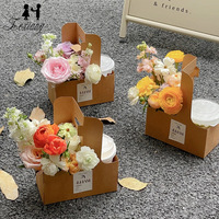 Boîte cadeau rigide en papier kraft mat, très vendue, pour fleurs, gâteaux et café, idéale pour les boissons à emporter au thé au lait d'automne