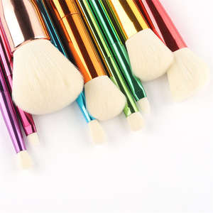 Ensemble de 9 pinceaux de maquillage plats de haute qualité à poils denses, personnalisables, couleur rouge et or, électro-plaqué, luxe, YRX - Product Image 2