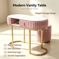 Table de manucure moderne, table de manucure rose avec cadre en métal doré, bureau pour technicien des ongles, table de manucure avec étagère ouverte