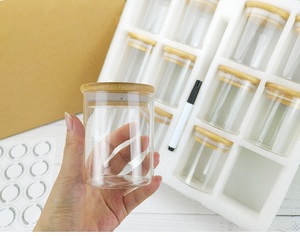 12 Pack <b>Glass</b> Storage <b>Container</b> Set EPE Foam Protected Box Pack 6oz 200ml Small Spice Jar with Bamboo Airtight Lids and Labels - Product Image 4
