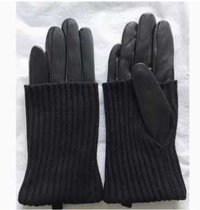<span class=keywords><strong>Gants</strong></span> d'hiver en cuir véritable pour <span class=keywords><strong>femme</strong></span>, style vintage, en peau d'agneau, avec revers tricoté - Product Image 2