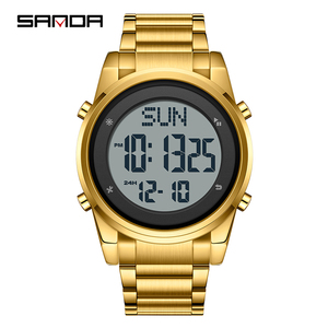 SANDA 6160 Fashion Stainless Steel Strap Digital <strong>Watches</strong> Movement Trendy Outdoor Sports Mode <strong>Teenager</strong> Students Wrist <strong>Watch</strong> Men - Product Image 3