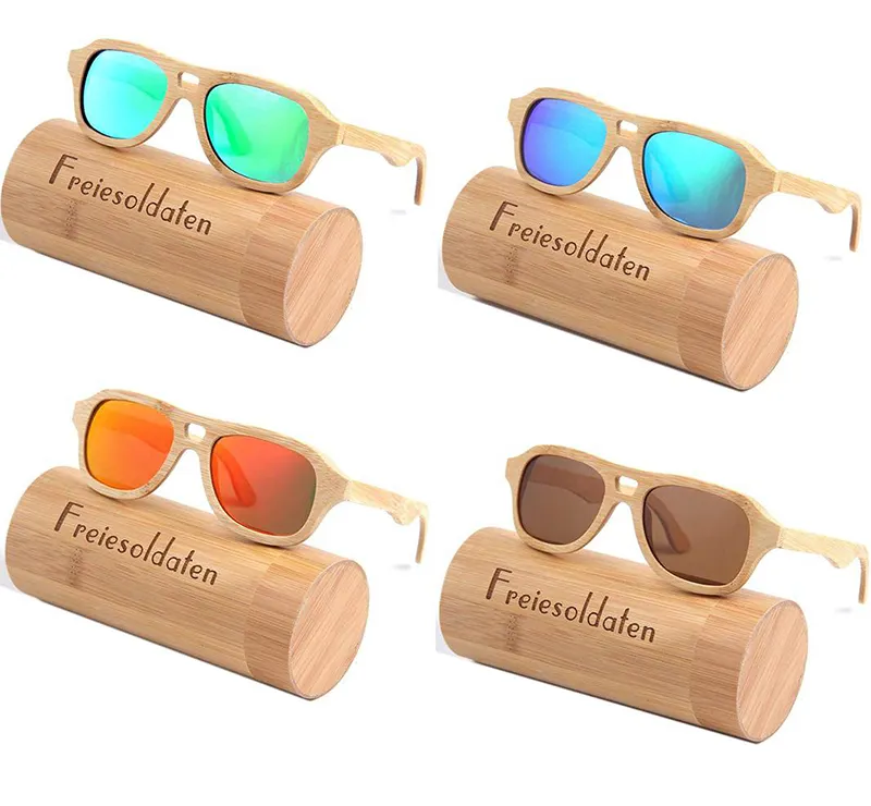Mischen Sie Farbe Bambus Holz Sonnenbrille Sommer Mode Sonnenbrille Mode Sonnenbrille für Frauen