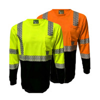 Chemise de sécurité réfléchissante à haute visibilité avec logo personnalisé, fond noir, bandes de signalisation pour les travailleurs de la construction et des entrepôts