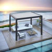 Pergola de luxe moderne pour l'extérieur, en aluminium, imperméable, avec toit à lamelles automatiques, offrant une protection solaire durable