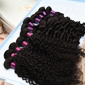 K.S WIGS Extensions de cheveux humains Remy 8A 10A 12A, Ondulation profonde, Double tirage, Double trame machine, en paquets - Product Image 1