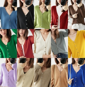 เสื้อคาร์ดิแกนผู้หญิง ลดราคาพิเศษ แบบกระดุมแถวเดียว คอวี ถักนิตติ้ง ทรงเข้ารูป สีพื้น สไตล์ลำลอง แฟชั่น - Product Image 3