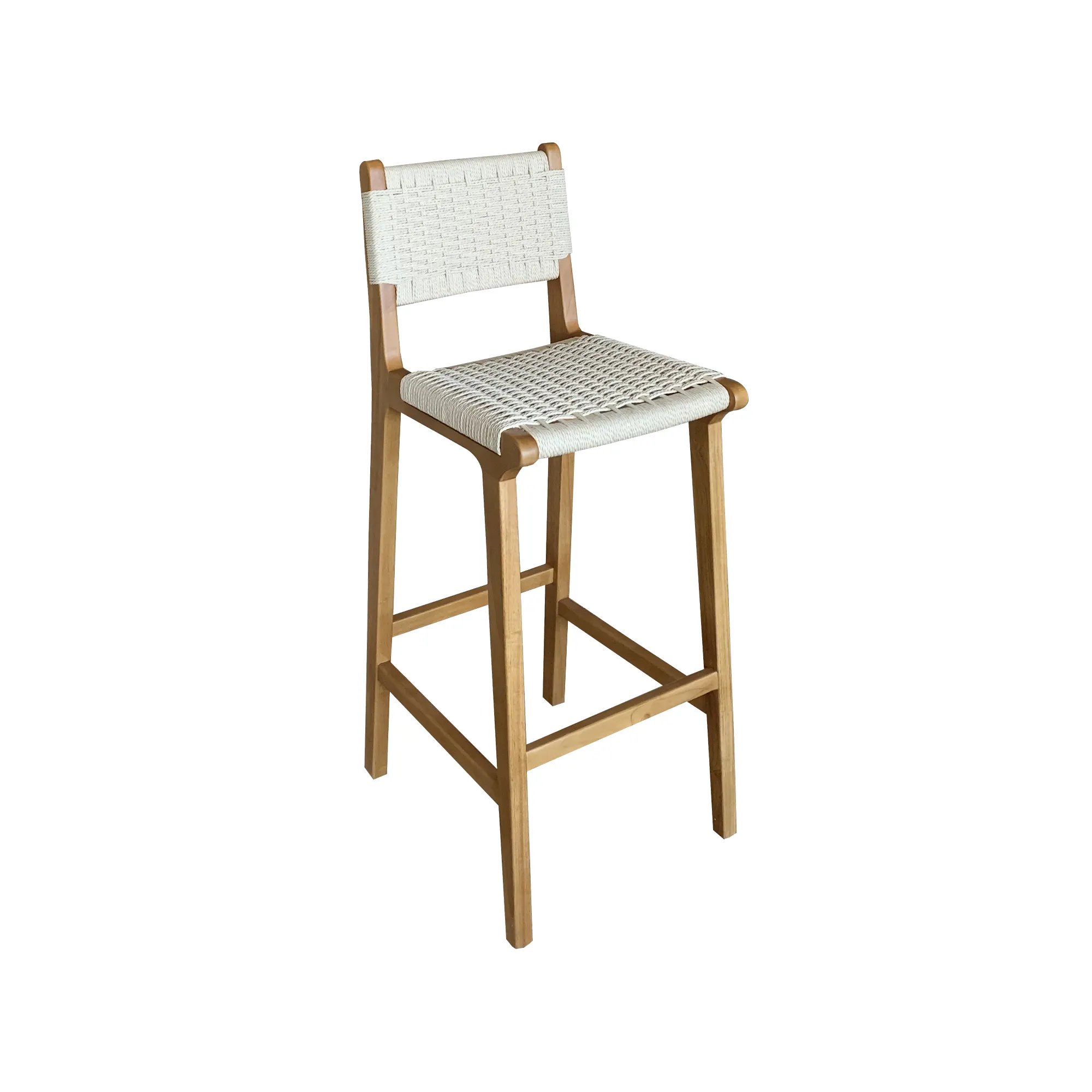 French Rope Weave Upholstered Wood Barstool high chair for bar table HL525-RW1