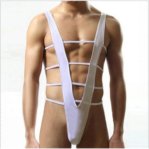Body sexy de tiras para hombre, de elastano negro, de talle medio, con aberturas - Product Image 2