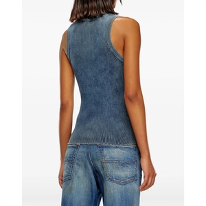 Camiseta sin mangas de algodón acanalado para mujer, corte moderno y ajustado, con espalda cruzada y cuello redondo, estilo cut-out, para chicas - Product Image 5