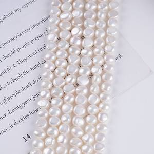 Perles d'eau douce naturelles de 7-8 mm, faites à la main, pour la fabrication de bijoux, deux côtés brillants, trou latéral, vente en gros pour bracelets et colliers - Product Image 3