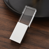Clé USB 2.0/3.0 en cristal imprimé en 3D avec logo personnalisé, 8 Go-64 Go, haute vitesse, design en verre transparent et métal, nouveauté