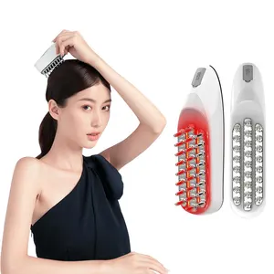 Flaş satış yüksek kaliteli saç büyüme tarak ev kullanımı kırmızı ışık ems titreşim baş masaj aleti fırça