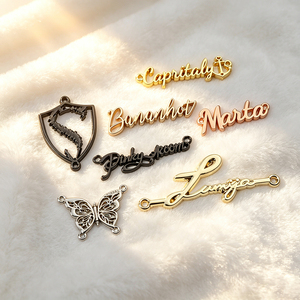 Custom Brand Logo Metal Sewing Label Engraved Plated Seawater Resist <b>Tag</b> for Swimwear Apparel - Product Image 4