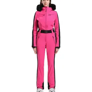 2023 klasik moda stil su geçirmez rüzgarlık yalıtımlı bayan kayak kıyafetleri Retro tek parça kayak kar takım elbise