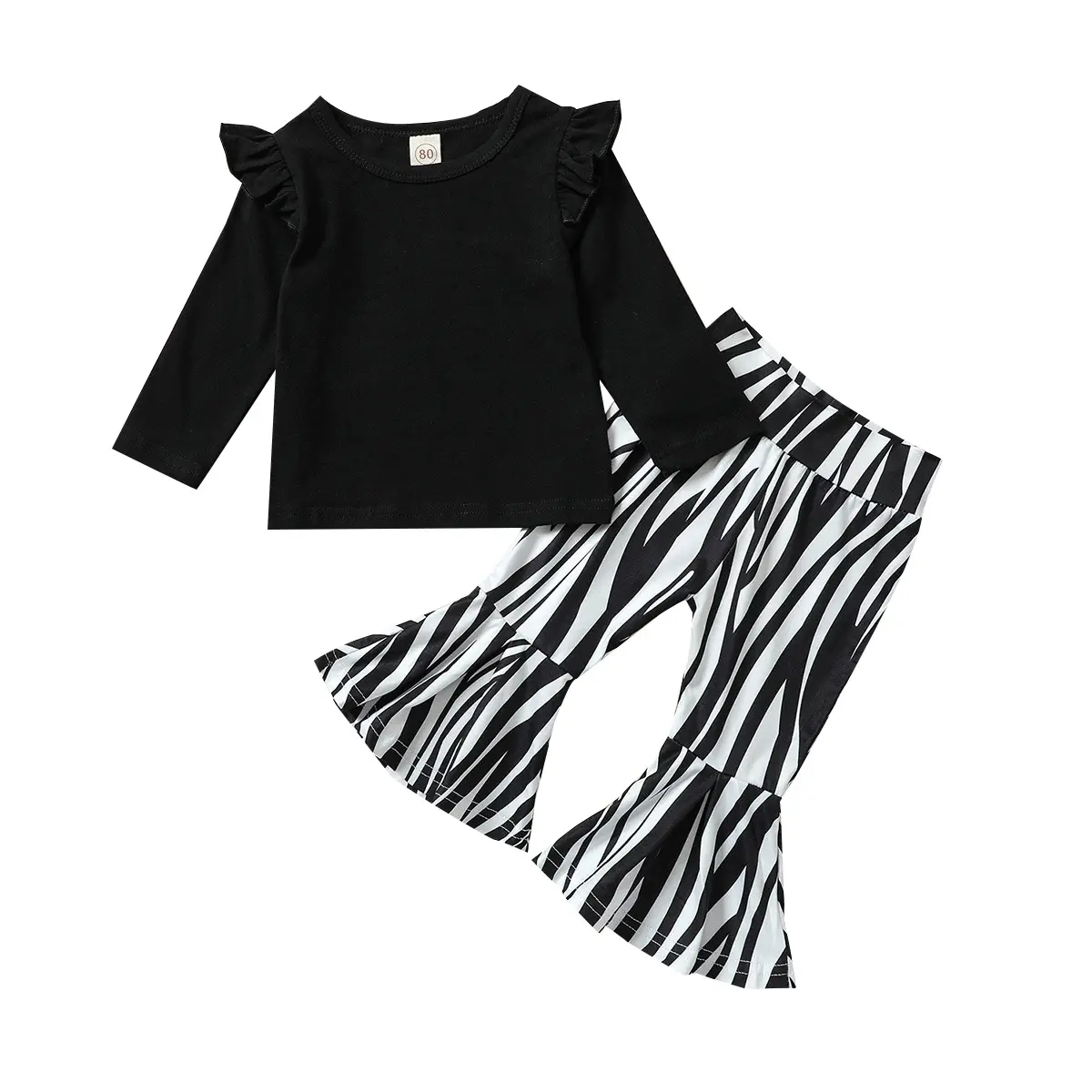 Conjunto de roupas para bebês, 2022, outono, recém-nascidos, meninas, tops de manga longa, zebra, estampa de calças, roupas infantis 0-24m