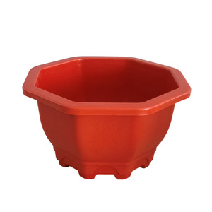 Classic Red Octagonal <b>Plastic</b> Flower Pot Durable Home Gardening Bonsai <b>Planter</b> Injection Molding - Product Image 3