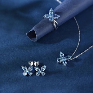 Ensemble collier et boucles d'oreilles papillon en zircon de haute qualité pour filles, plaqué rhodium, argent 925, cadeau pour fête, mariage, fiançailles, anniversaire - Product Image 5