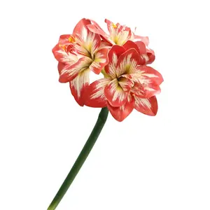 2024 tinggi Pu lem lembut Clivia merah simulasi bunga dekorasi teras rumah dekorasi bunga palsu potongan menembak