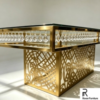 Table de banquet d'hôtel en acier inoxydable avec plateau en verre double vitrage, design populaire, durable et élégant