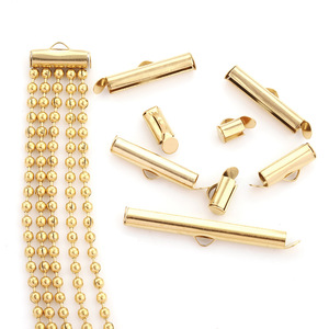 Stainless Steel Beaded Chain Tube Buckle <b>Gold</b> Chain Sleeve Tassel Necklace DIY Jewelry Finding For Necklace Making - Product Image 1