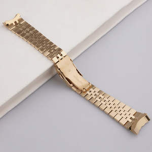 <span class=keywords><strong>Bracelet</strong></span> de montre en acier inoxydable 316L respirant de 22 mm, entièrement doré, avec extrémités courbées et fermoir papillon Jubilee pour Seiko <span class=keywords><strong>SKX</strong></span> - Product Image 5