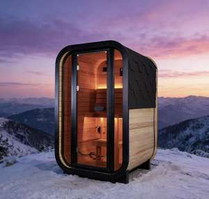 Sauna de Infrarrojos Lejanos Cuadrada Compacta de Calentamiento Rápido para 2 Personas, para Renovación del Alma, Excelente Relación Calidad-Precio, de Madera Sólida - Product Image 1