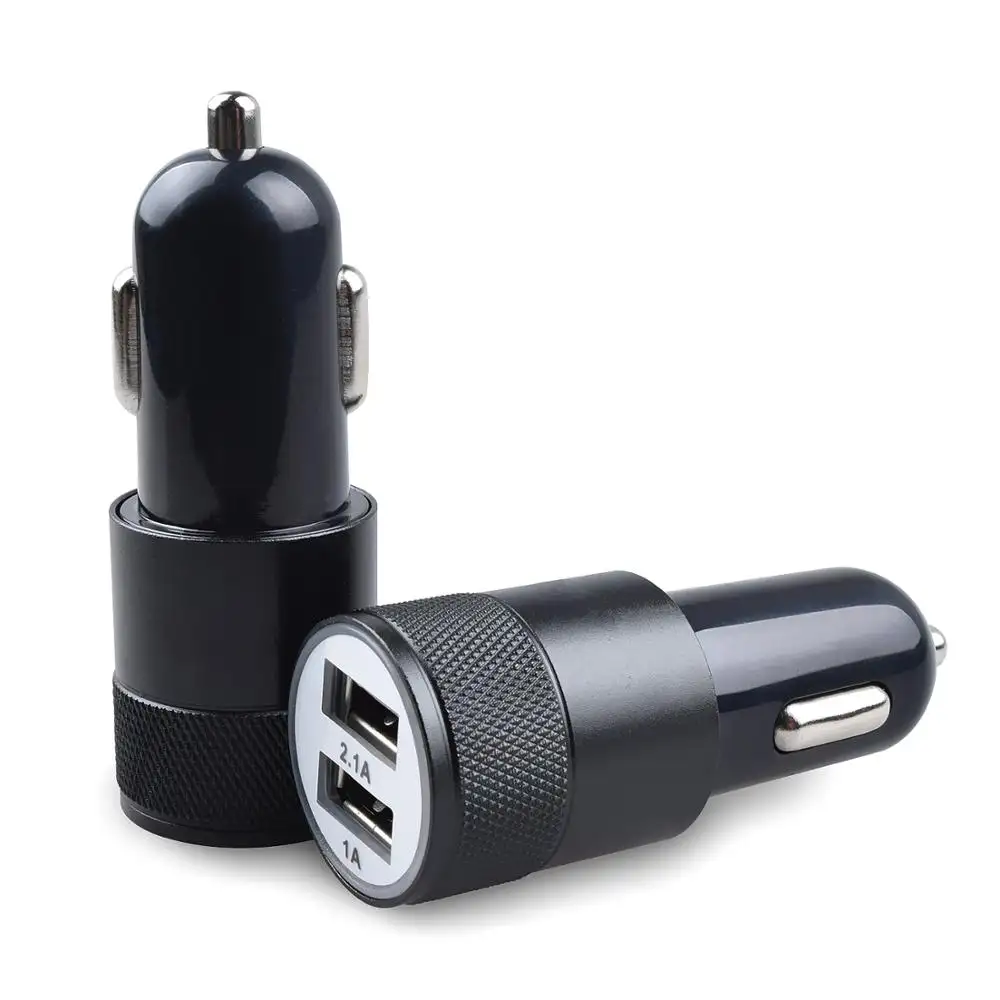 최고의 판매 알루미늄 합금 USB 자동차 충전기 어댑터 5V 2A 휴대용 듀얼 USB 자동차 충전기 휴대 전화