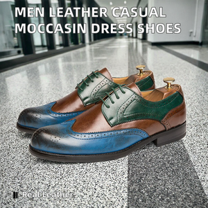 Mocassins en cuir véritable pour hommes, chaussures de marche décontractées solides pour le printemps, grandes tailles 39-47, style rétro - Product Image 2