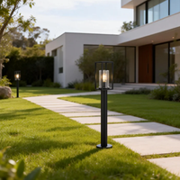 Lampadaire de jardin décoratif en aluminium moulé sous pression, forme carrée, abat-jour en PC LED, 15W, résistant à l'eau, E27