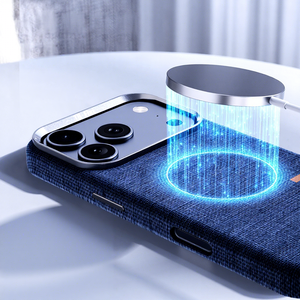 Fundas Magnéticas Antihuellas y Antigolpes de Tela de Lino para iPhone 17 Pro Max, Protección de Lente, Carga Inalámbrica - Product Image 5