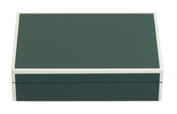 Caja de Madera Rectangular con Tapa para Gemelos de Hombre, Diseño Liso con Acabado Brillante de Lujo Personalizado por Sonny, Color Gris, con Capacidad para 20 Pares
