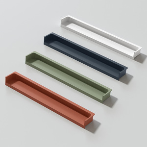 Minimalist Metal Bar <b>Drawer</b> Handle in Black <b>Gold</b> Red Embedded Furniture <b>Pull</b> Invisible Cabinet Handle for Modern Design - Product Image 3