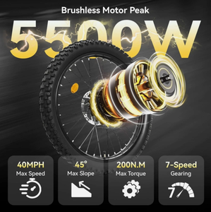 มอเตอร์ไซค์ไฟฟ้า New ECLIO Peak 5500W 40MPH 60V 32Ah ยางใหญ่ สำหรับขับขี่ออฟโรด รับผลิตแบบ OEM ODM รับประกัน 3 ปี - Product Image 5