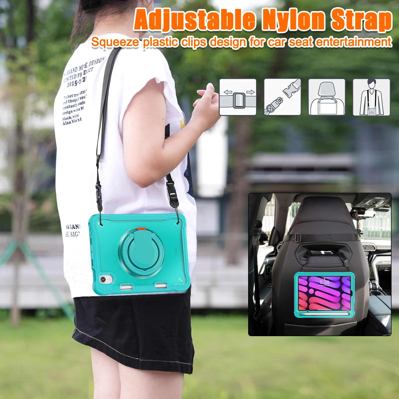 New Style Shockproof Tablet Case For Ipad Mini6 With Hand Strap And Shoulder Strap Ipad Case For Kids