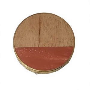 Luxurious Wood and <b>Resin</b> Round Shape Brown Red and Coaster High Quality Home & Kitchenware Used Customized New Style Coasters - Product Image 1