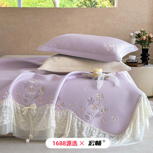Juego de colchonetas refrescantes de seda helada Hongchang, estilo princesa, para verano, 1.5m, 1.8m, 2.0m - Product Image 5