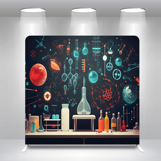 Space Laboratory 8x8ft 10x8ft 10x10ft 20x8ft Birthday Straight Pillow Case Photo Booth Backdrop Cover
