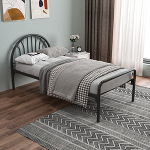 เตียงนอนนักเรียนเฟอร์นิเจอร์ห้องนอนเหล็กดัดสีดำเรียบง่ายเตียงเดี่ยวสำหรับหนึ่งคน - Product Image 1