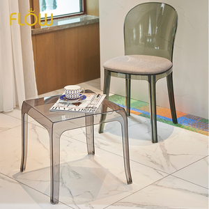 Wohnmöbel Modernes Outdoor Minimalistisches Kleines Tischset mit Kunststoffplatte und Acryl-Klarer Basis für Kaffee, Bettseite und Esszimmer - Product Image 3