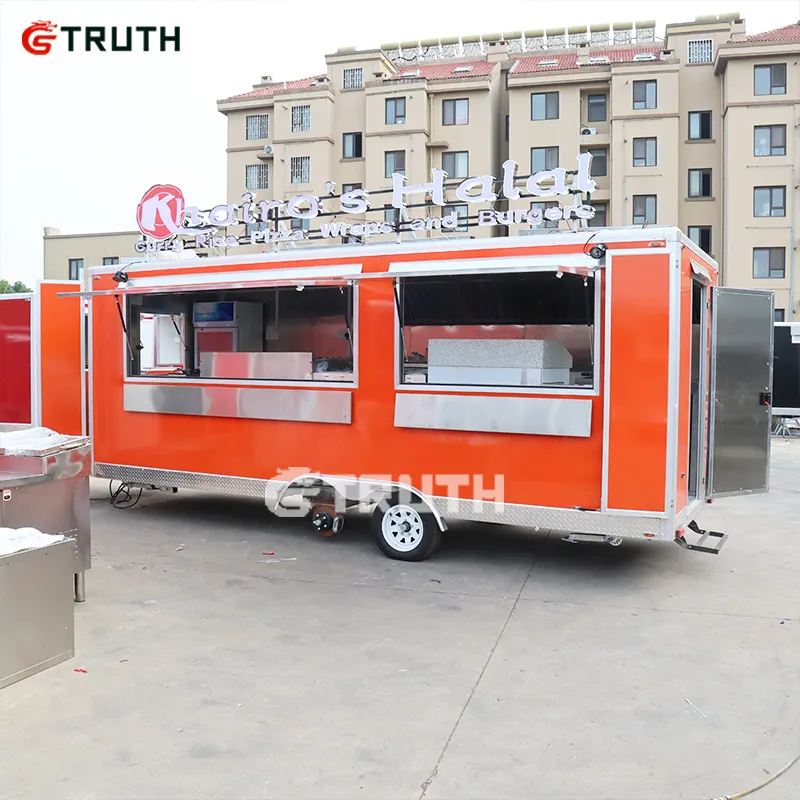 Kustom kunci daya panjang luar ruangan Pizza anjing keranjang makanan toko Trailer makanan ponsel truk makanan