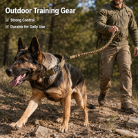 Ensemble collier et laisse tactique robuste pour chien avec amortisseur de chocs et boucle à dégagement rapide pour grands chiens – Vente en gros
