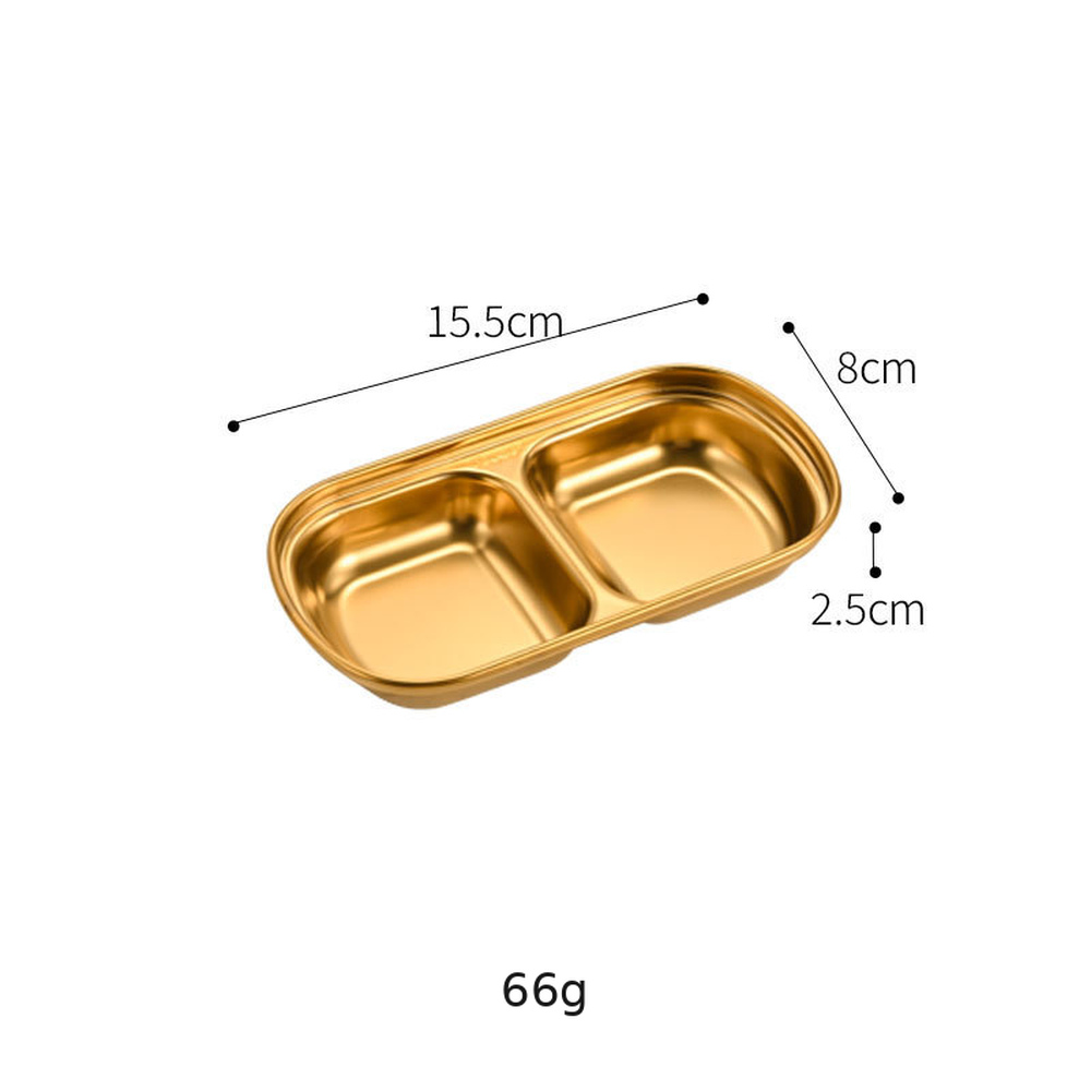Double grid round condiment dish-gold