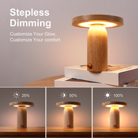 Lampe de table moderne en bois rechargeable, LED blanc chaud, télécommande, variateur d'intensité, pour chevet et salon