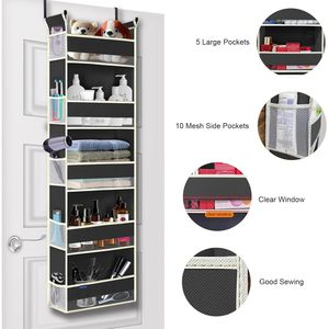 Over The Door Hanging Organizer 5 <b>Shelves</b> 10 Pockets Bathroom Bedroom Storage <b>Hook</b> Type Non Woven Fabric - Product Image 5
