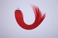 Extensions de cheveux humains rouges vibrants à micro-anneaux, 100 % vierges, cuticules alignées, micro-anneaux froids pour salons